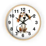 Dog Mans Best Friend Fun Art Wall Clock All Wood Frame Time PIece Office, Home