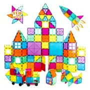 110 PCS Magnetic Tiles with 2 Cars, STEM 3D Building Blocks for Kids Ages 3-8...