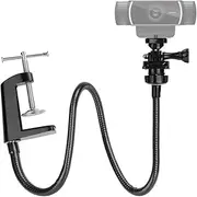 Flexible Webcam Stand - Adjustable Desktop Camera Mount Holder | Clip Base Support Arm for Streaming Video Recording | Rotating Bracket | Stable Table Attachment