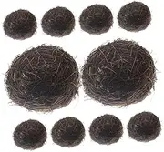 TOGEVAL 10Pcs Rattan Bird Nest Decor Realistic Artificial Bird Nest Ornaments for Garden Home Decoration for Parties Seasonal Displays