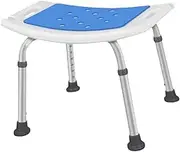 Abbraccia Adjustable Shower Stool Bath Chair Aluminum Alloy Legs Anti Slip Cushion Portable with Suction Feet for Elderly Versatile