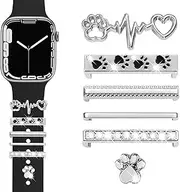 JR.DM Watch Band Charms with Decorative Bling Rings Loops, Compatible with Apple Watch 40mm 38mm 41mm 42mm 44mm 45mm Smart Watch Strap Accessories for iWatch Series 9 8 7 SE 6 5 4 3 2 1 (No Band)