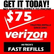 $75 VERIZON PREPAID REFILL DIRECT TO PHONE ONLINE REFILL ✅ GET IT TODAY!