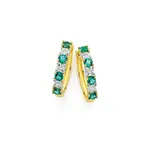 9ct Gold Created Emerald & Diamond Huggie Earrings in Green