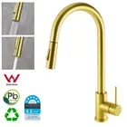 Brushed Gold Round 2 Way Spray Kitchen Mixer Tap Pull Out Sink Laundry Faucet