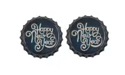 Beer Bottle Caps - Happy New Year - 1 Pair