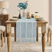 Farmhouse Table Runner, Rustic Table Runners 15*72 inches Braided Dusty Blue