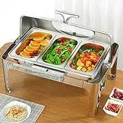 Roll Top Chafing Dish Chafer,Buffet Server Warming Tray Food Buffets Food Warmer for Parties Stainless Steel Buffet Set Chaffing Dishes,6 Quart,for Wedding, Parties, Banquet, Catering Events