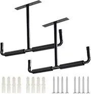 2 Set Overhead Garage Storage Rack,Home Garage Storage Shelf,Ceiling Mount Hanger Safe Racks,Heavy Duty Utility Hooks Ladder Hanger,Wall Mounted Hooks,for Storing and Hanging Large Items