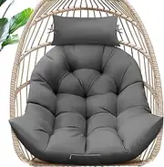 MAGIC ELEPHANT Egg Chair Cushion, Memory Foam Hanging Egg Chair Cushion Replacement, Indoor Outdoor Hammock Basket Egg Swing Cushion with Headrest (Grey)