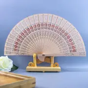 Wooden Bamboo Hand Held Folding Fan Print Flower Portable Fans Hot Y4G4