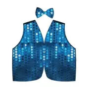 Mens SEQUIN VEST Dance Costume Party Coat Disco Accessory Sparkle Waistcoat - Sk