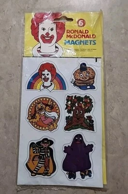 6 Vintage 1982 RONALD McDONALDS MAGNETS Plymoth Inc. Grimace Hamburgler Birdie