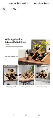 8-Bottle Wine Rack Bamboo Bottle Holder Freestanding Storage Shelf...