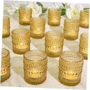 24 Pcs Votive Candle Holders, Golden Glass Candle Holders Bulk for Table