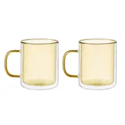 Leaf & Bean Coloured Double Wall Glasses Yellow 360ml (Set of 2)