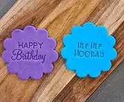 Happy Birthday Hip Hip Hooray Set x2 Cookie Cupcake Stamp Embosser