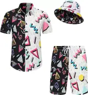 Mens Hawaiian Shirts and Shorts Set Funny Hawaiian Shirts for Men Beach Outfits