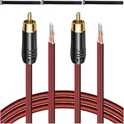 MKBKLLJY 2Pcs RCA to Bare Wire Speaker Cable 1FT 16AWG Positive Red Wire Marking Pure Copper Shell Gold Plated Plug Corrosion Resistance with Cable Ties for Direct Connect Speakers and DIY Plugs