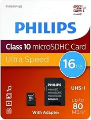 MicroSD 16GB Class 10 with Adapter Ideal for Storing Photos, Videos and Data on Electronic Devices