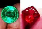 Loose Gemstone Natural Emerald & Ruby 8 to 10 Ct Certified Mixed Pair RM92
