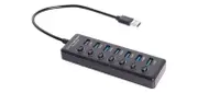 7 Port Powered USB Hub with Individual Switch