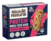 Nice & Natural Protein Wholeseed Bars Cranberry & Raspberry Flavour 5 Pack 150g