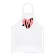 Letter W Heart Alphabet Chefs Apron - Valentines Day Cooking
