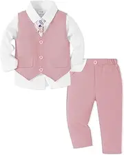 [SANMIO] Boy Suit Toddler Boys Formal Dress Outfit Shirt+Printed Tie+Vest+Pants Baby Tuxedo Boys Wedding Clothes
