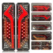 Wwxx XHW 2Pcs Waterproof 12V Trailer Truck LED Rear Taillight Boat RV Caravan Van Flow Steering Brake Reversing Traffic Fog Tail Lamp-In stock 2PC...