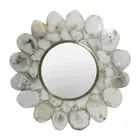 18" Luxury White Agate Stone Wall Mirror Vanity Top Handmade Arts & Home Decors