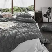 CleverPolly Microfibre Tufted Quilt Cover Set - Smoke