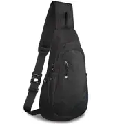 Small Sling Bag, Lightweight Crossbody Backpack for Men Women, Black/Black