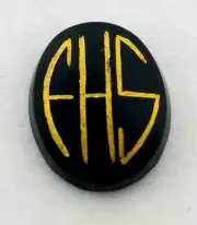 Antique Onyx Oval Stone Gold Encrusted Initials " FHS " 10 mm x 7 mm #P564