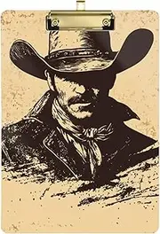 Handsome Black Western Cowboy Silhouette clipboard for Girls Waterproof for Nursing Student Trade Quest Tabla para escribir con Clip Size 9 x 12