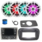 JBL Marine Radio, 4x 6.5" 225W White LED Speaker w/ANT, Wire,Spa Bezel, Adapter