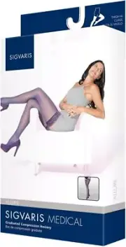 Sigvaris Allure Thigh High 15-20mmHg Women's Closed Toe, Large Long, Nude 35
