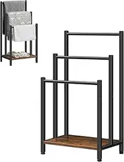Free Standing Towel Rack, 3 Tier Blanket Racks, Metal Drying Display Holder for Bathroom and Outdoor Pool, Black 40 * 28 * 80Cm