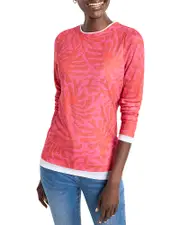 Nzt By Nic+Zoe Stamped Leaves Double Layer Top