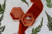 Velvet Hexagon Ring Box for Weddings, Proposals, Engagements, and Photography (S
