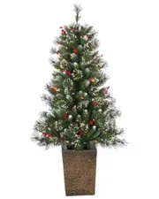 Sterling Tree Company 4ft Pre-Lit Potted Hard Mixed Needle Glazier Pine With 100 Clear Lights