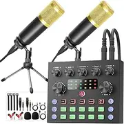 Podcast Equipment Bundle for 2,Audio Interface,DJ Mixer For Streaming