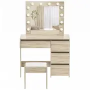 Levede LED Light Dressing Table and Stool Oak