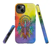 For Apple iPhone 13 Case, Armour Back Cover, Colourful Dreamcatcher