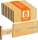 8 Pack Drawer Dividers Bamboo 6" High, 11-17" Adjustable Drawer Organizers for C