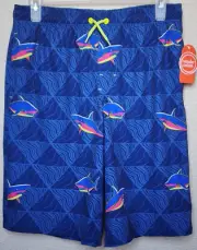 Wonder Nation Boys Quick Dry Swim Shorts Size XL (14-16) Sharks BRAND NEW