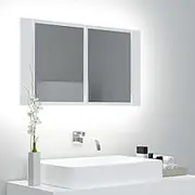 Modern Floating Bathroom Vanity Cabinet with RGB LED Lights, 80x12x45 cm Acrylic Mirror, Wall Mount Storage for Toiletries