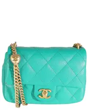 Chanel Green Quilted Caviar Sweetheart Mini Flap Handbag (Authentic Pre-Loved)