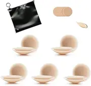 [FHTECO] Cakes Nipple Cover Silicone Self Adhesive Bra Breathable Sticky Bras Water-Proof Reusable Backless Invisible Bra