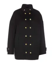 egg coat in double face wool FR38 black